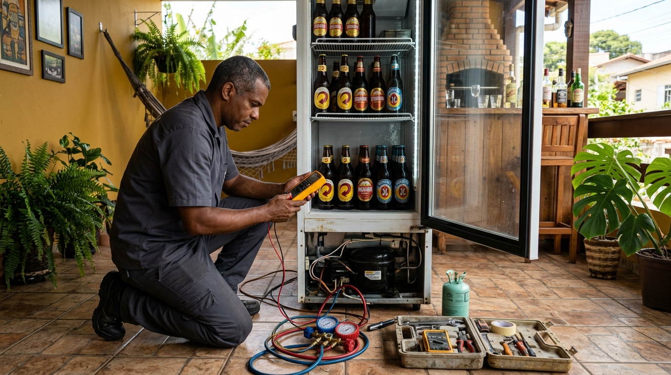 Manutenção da placa eletrônica de cervejeira no Oitizeiro, João Pessoa‑PB
