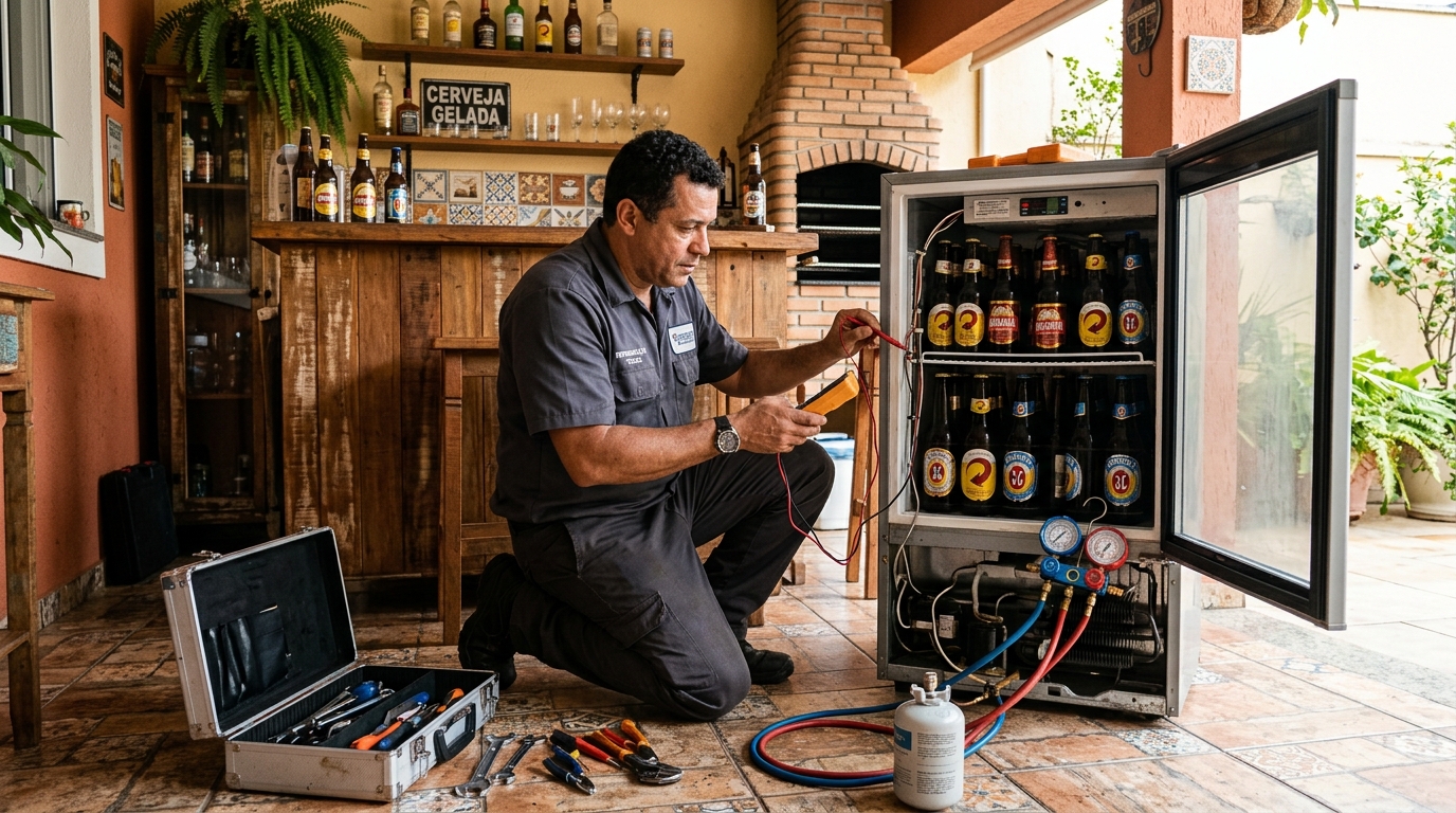 Aplicação de gás refrigerante em cervejeira atendida no Oitizeiro, João Pessoa‑PB